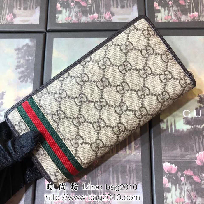GUCCI古馳 專櫃同步 紅綠織帶 單拉皮夾 291105 啡皮PVC WTG1350